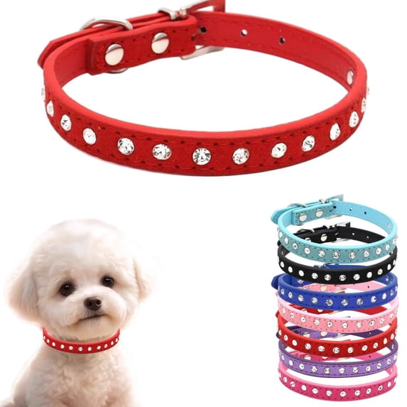 Mumup Small Dog Collar for Female Dogs,Rhinestone Puppy Collar Girl Crystal Jeweled Sparkling Diamond Bling Cat Collar for XXS Xs Small Medium Large Breed Pet Kitten