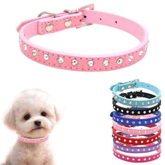 Mumup Small Dog Collar for Female Dogs,Rhinestone Puppy Collar Girl Crystal Jeweled Sparkling Diamond Bling Cat Collar for XXS Xs Small Medium Large Breed Pet Kitten