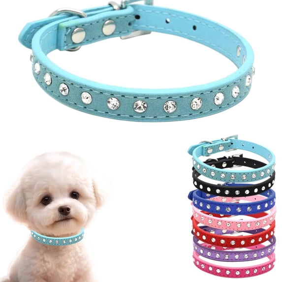 Mumup Small Dog Collar for Female Dogs,Rhinestone Puppy Collar Girl Crystal Jeweled Sparkling Diamond Bling Cat Collar for XXS Xs Small Medium Large Breed Pet Kitten
