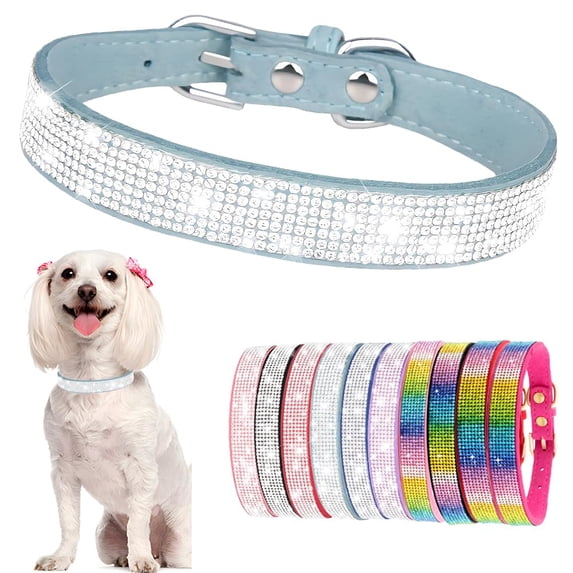 Mumup Sparkling Rhinestone Dog Collars for Small Dogs, Bling Small Dog Collar for Girls Glitter Crystal Diamond Jeweled Puppy Collar for XS Small Medium Large Female Dogs Kitten Cats Pets
