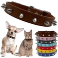 thumbnail image 1 of Mumup Spiked Dog Collar for Small Dogs, Spike Cat Collars PU Leather Studded Spiky Puppy Collars for XS Small Dogs Kitten Male Pets Like Chihuahua, 1 of 7