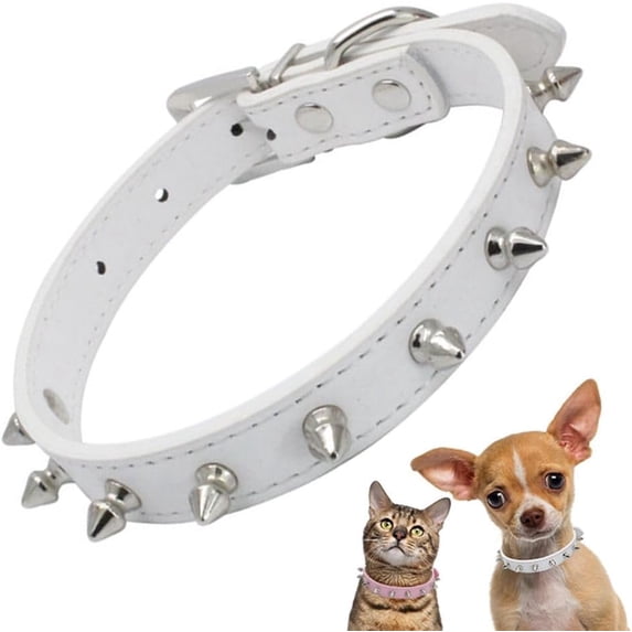 Mumup Spiked Dog Collars for Small Dogs, Rivet Spike Cat Collar Pu Faux Leather Stud Studded Puppy