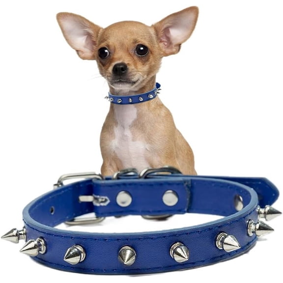 Mumup Spiked Dog Collars for Small Dogs, Rivet Spike Cat Collar Pu Faux Leather Stud Studded Puppy