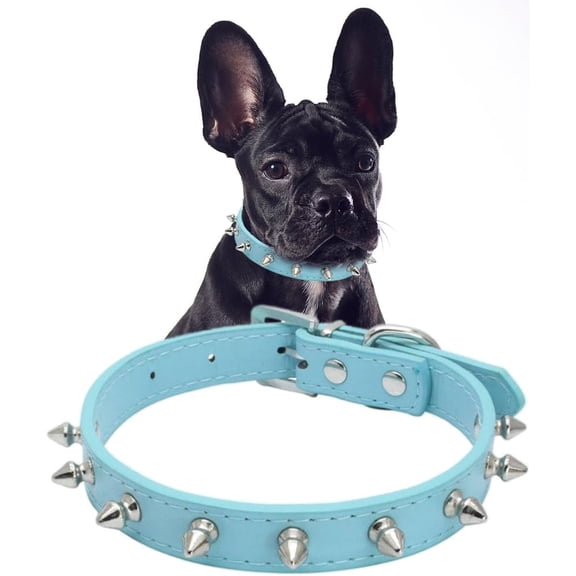 Mumup Spiked Dog Collars for Small Dogs, Rivet Spike Cat Collar Pu Faux Leather Stud Studded Puppy
