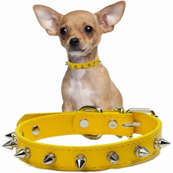 Mumup Spiked Dog Collars for Small Dogs, Rivet Spike Cat Collar Pu Faux Leather Stud Studded Puppy