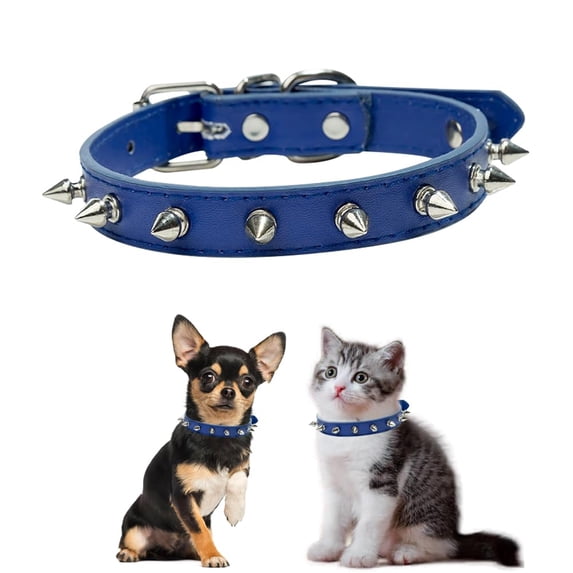 Mumup Studded Cat Collar,Anti-Bite Rivet Pu Leather Spiked Dog Collar,Protective Pet Neck Dog Collars for Xs Small Medium Large Boy Dogs Male Cats