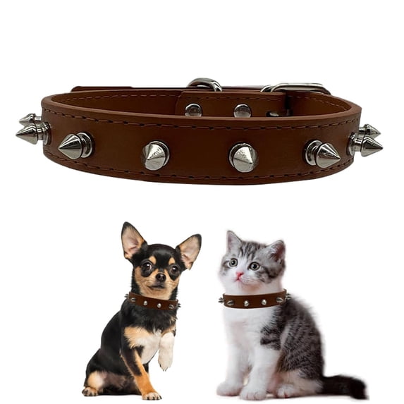 Mumup Studded Cat Collar,Anti-Bite Rivet Pu Leather Spiked Dog Collar,Protective Pet Neck Dog Collars for Xs Small Medium Large Boy Dogs Male Cats