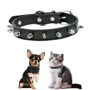 Mumup Studded Cat Collar,Anti-Bite Rivet Pu Leather Spiked Dog Collar,Protective Pet Neck Dog Collars for Xs Small Medium Large Boy Dogs Male Cats