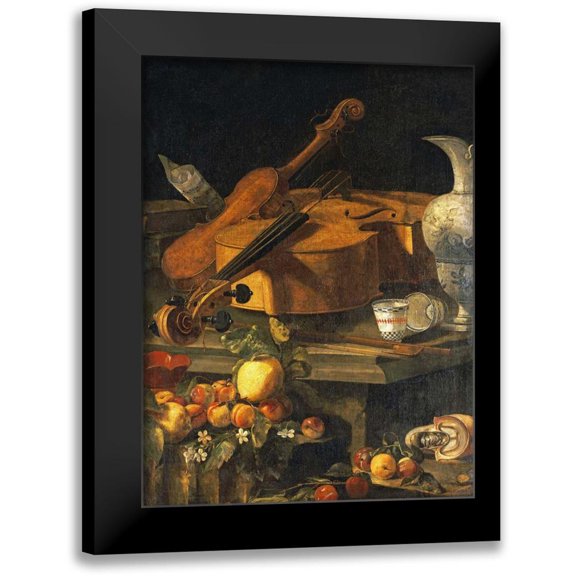 Munari, Christoforo 12x14 Black Modern Framed Museum Art Print Titled - A Violin, a Cello, a Bow, a Sheet