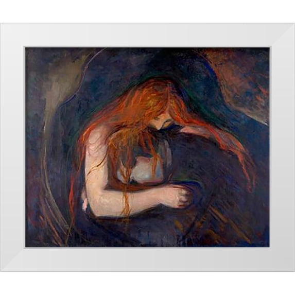 Munch, Edvard 17x15 White Modern Wood Framed Museum Art Print Titled - Vampire, 1895
