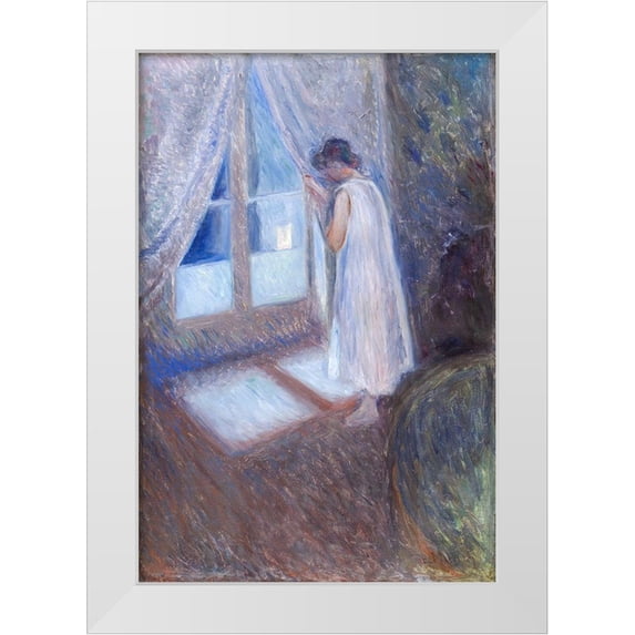 Munch, Edvard 23x32 White Modern Wood Framed Museum Art Print Titled - The Girl by the Window 1893