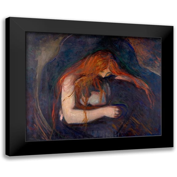 Munch, Edvard 24x20 Black Modern Framed Museum Art Print Titled - Vampire, 1895