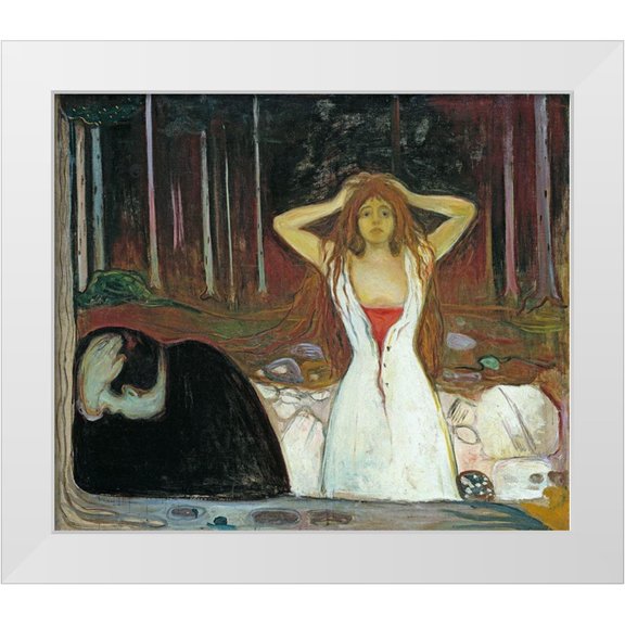 Munch, Edvard 30x26 White Modern Wood Framed Museum Art Print Titled - Ashes, 1895
