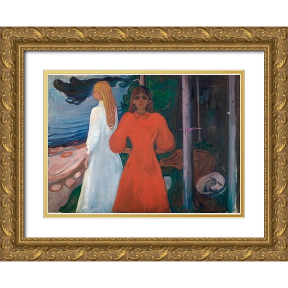 Munch, Edvard 32x24 Gold Ornate Wood Framed with Double Matting Museum Art Print Titled - Red and White, 1899-1900