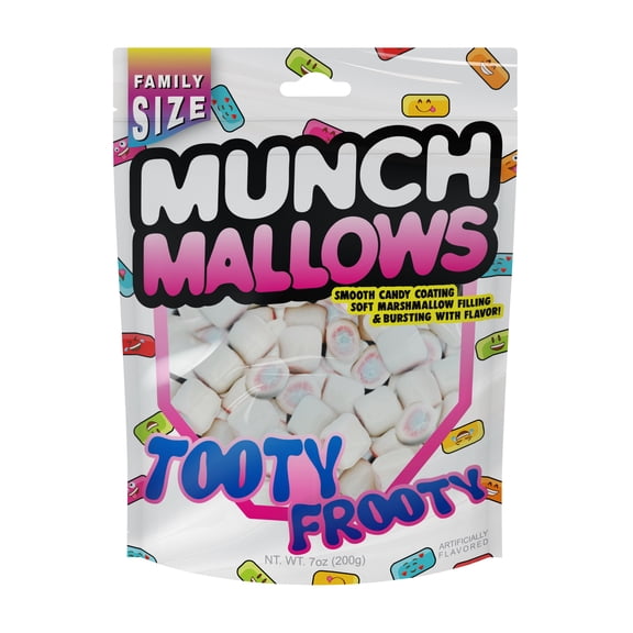 Munch Mallows Tooty Frooty Candy - Bit-Sized Novelty Fruity Candies With A Tooty Frooty Marshmellow - Soft Inside, Crunchy Outside, Perfect for Candy Lovers & Fruity Candy Fans