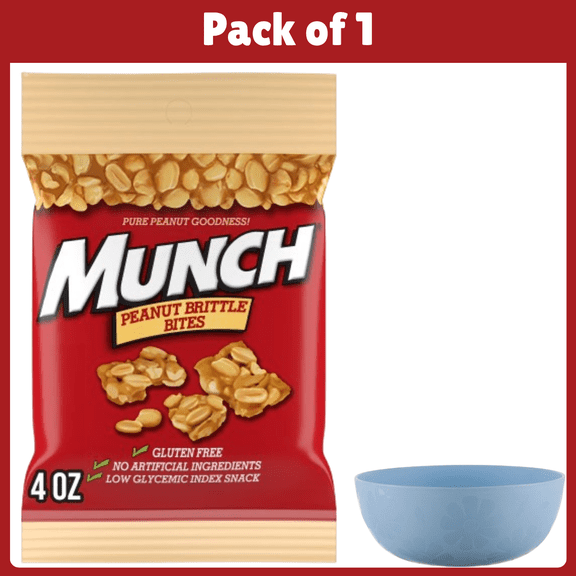 Munch Peanut Brittle Bites - 4.0 oz Bag-With Bowl