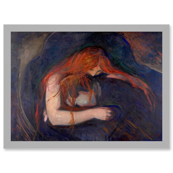 Munch Vampire 1895 Painting Gothic Dark Artwork Framed Wall Art Print A4