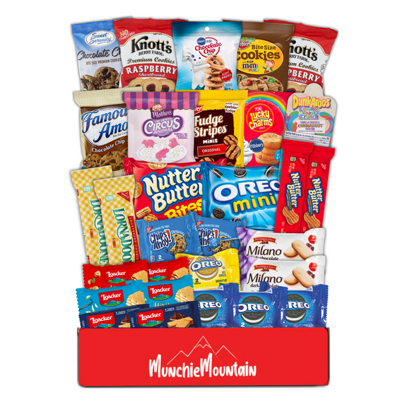 Munchie Mountain 30-Count Cookies Variety Pack Individually Wrapped Assortment for College Students, Military Members, Friends, and Family