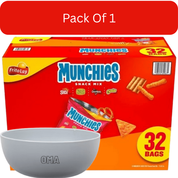 Munchies Cheese Fix Snack Mix, 1.75 oz 32-Pack with white bowl by OMA
