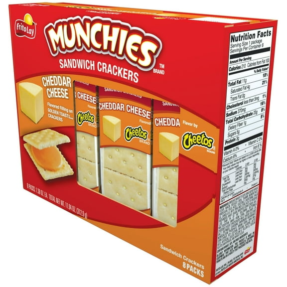 Munchies Cheetos Cheddar Cheese Sandwich Crackers, 1.38 oz, 8 Count (Pack of 8)