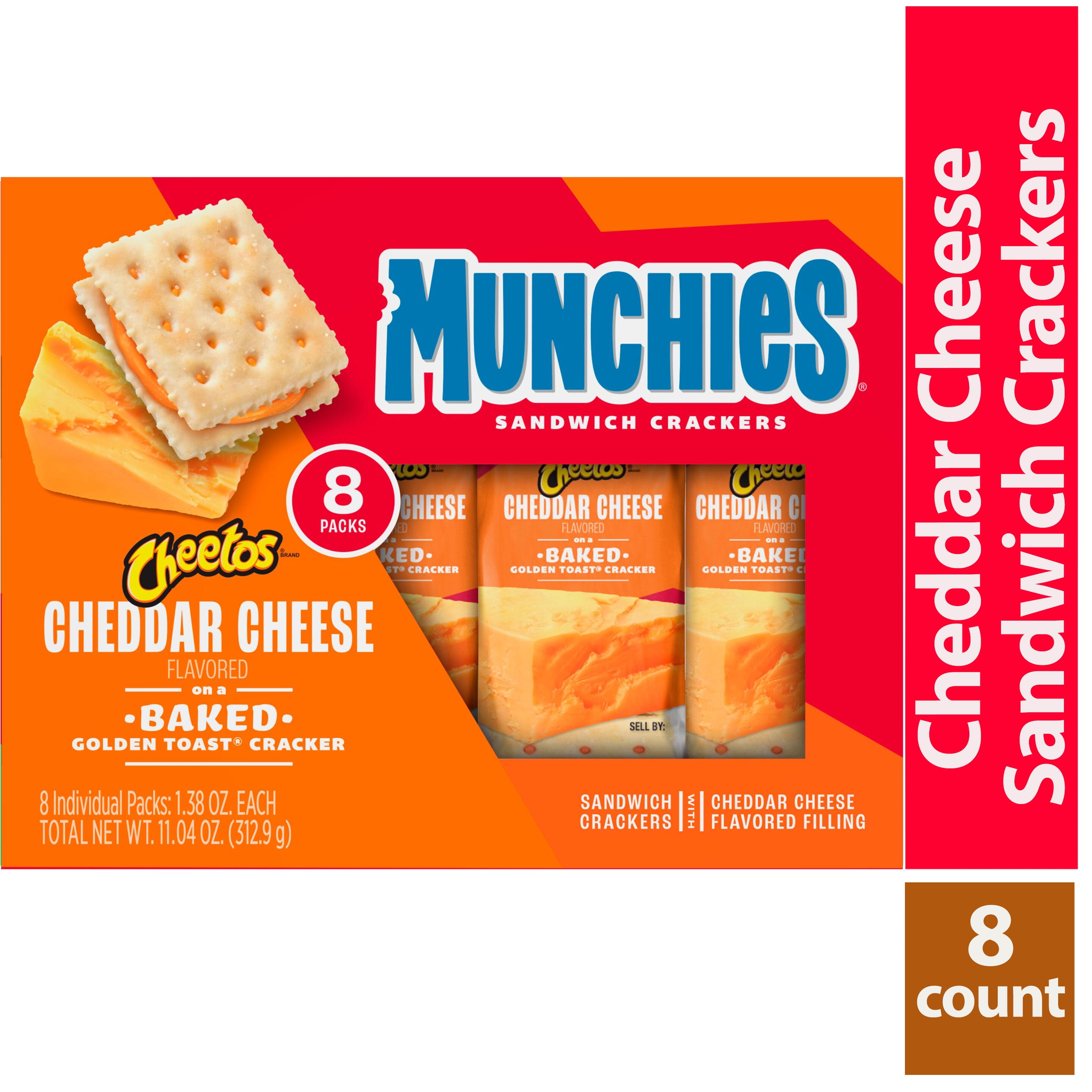 Munchies Cheetos Cheddar Cheese Sandwich Crackers, 1.38 oz, 8 Count