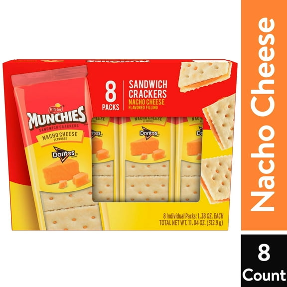 Munchies Doritos Nacho Cheese Sandwich Crackers, 1.38 oz, 8 Count (Pack of 6)