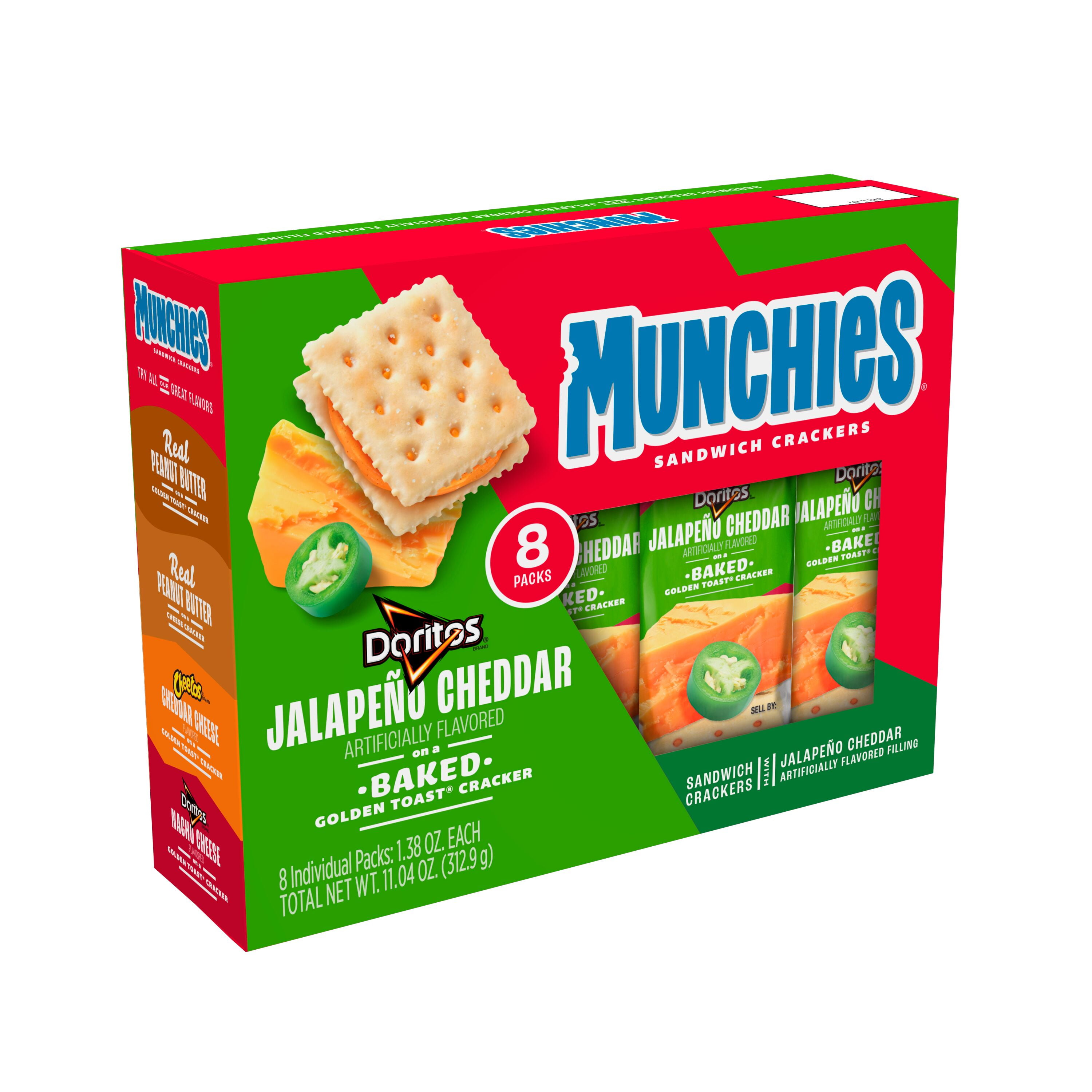 Munchies Jalapeno Cheddar Sandwich Crackers, 8 Packs