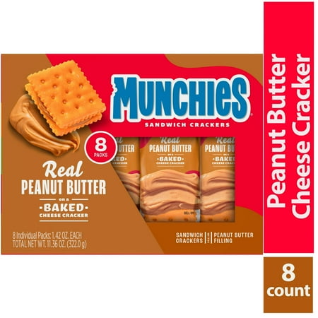 Munchies Peanut Butter Sandwich Crackers, 1.42 oz, 8 Count Count (Pack of 4)