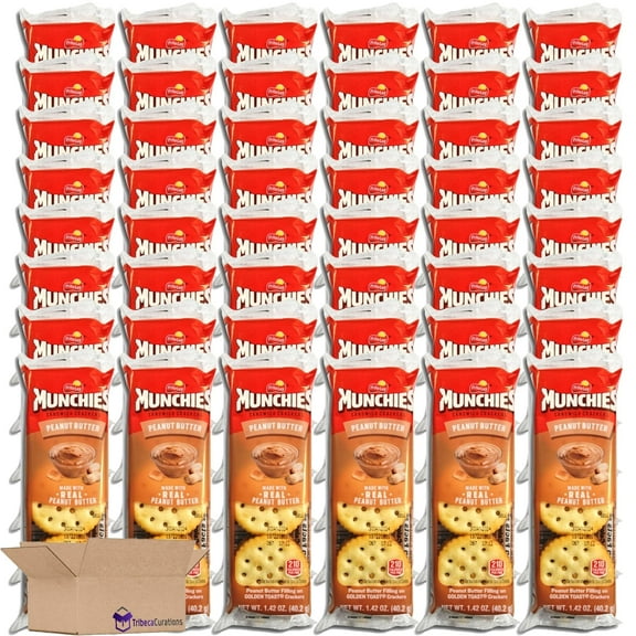 Munchies Peanut Butter Sandwich Crackers Value Pack   | 8 Count Box | Pack of 6 (48 Total Sleeves)
