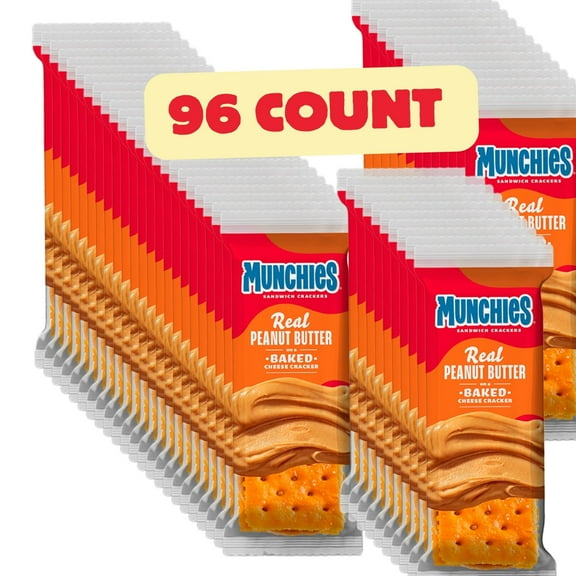 Munchies Peanut Butter on Cheese Crackers, 1.42 Ounce (Pack of 96) Munchies, Cheese Peanut Butter Crackers, Munchies Crackers