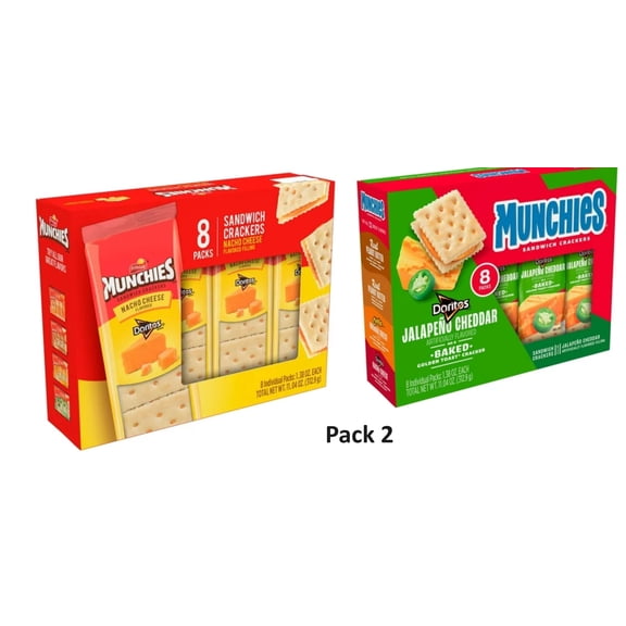 Munchies Sandwich Crackers | 2 Packs | 11.04 Oz | Bundled By (Jalapeno Cheddar + Munchies Doritos Nacho Cheese )