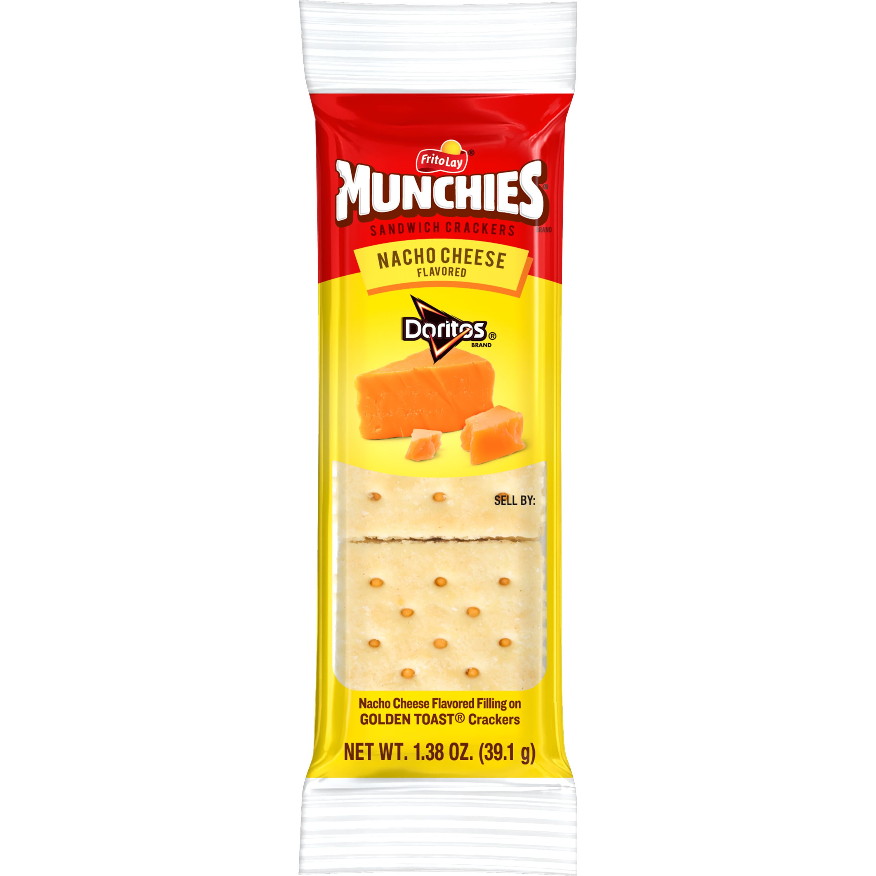 Munchies Sandwich Crackers, Doritos Nacho Cheese Flavored, 1.38oz Bag