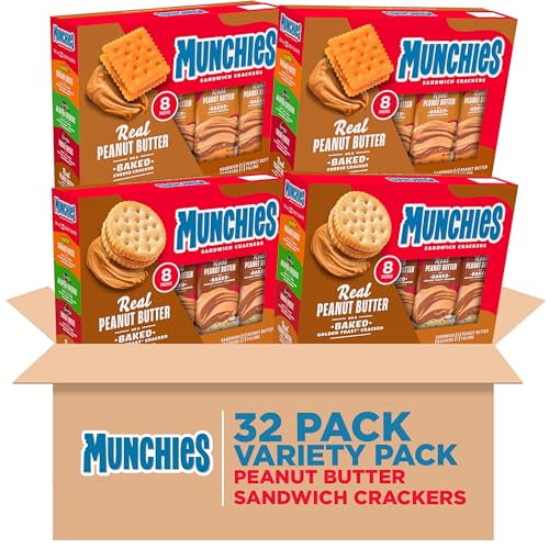 Munchies Sandwich Crackers, Peanut Butter Variety Pack,4 Count (Pack of