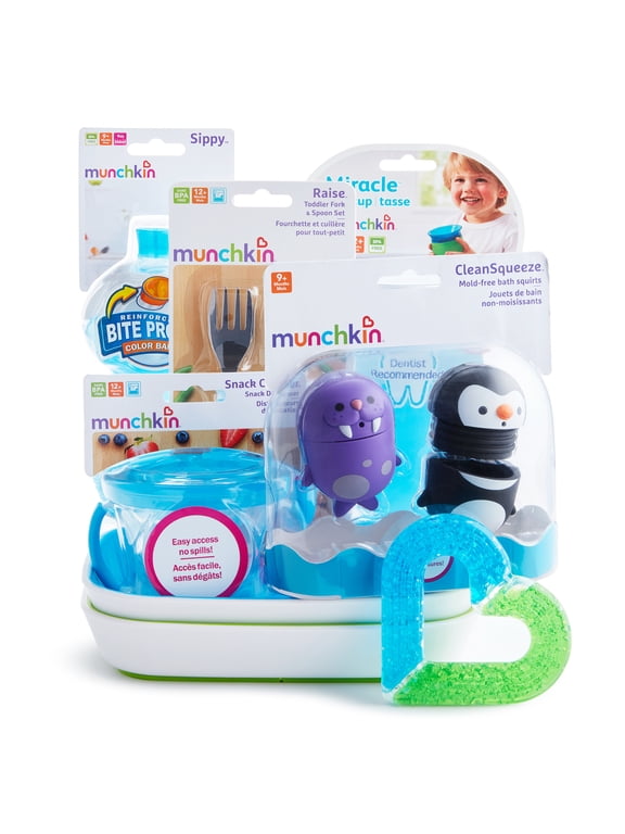 ® 1st Birthday Gift Basket, Great for Baby Birthdays, Includes 7 Baby Products, Blue, Unisex
