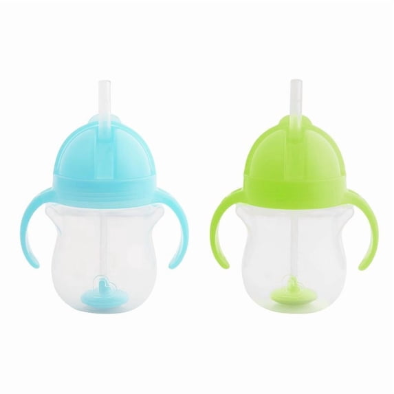 Munchkin 7oz Plastic Any Angle Click Lock Weighted 2pk Straw Trainer Sippy Cups