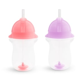 Munchkin® Any Angle Click Lock Weighted Straw Cup, Pink/Purple, 10oz, 2 Pack