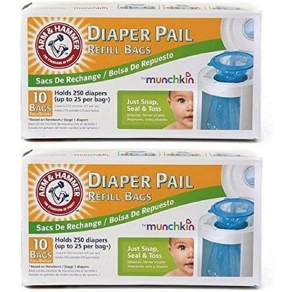 Munchkin Arm & Hammer Diaper Pail Refill Bags 10-Count Pack of 2