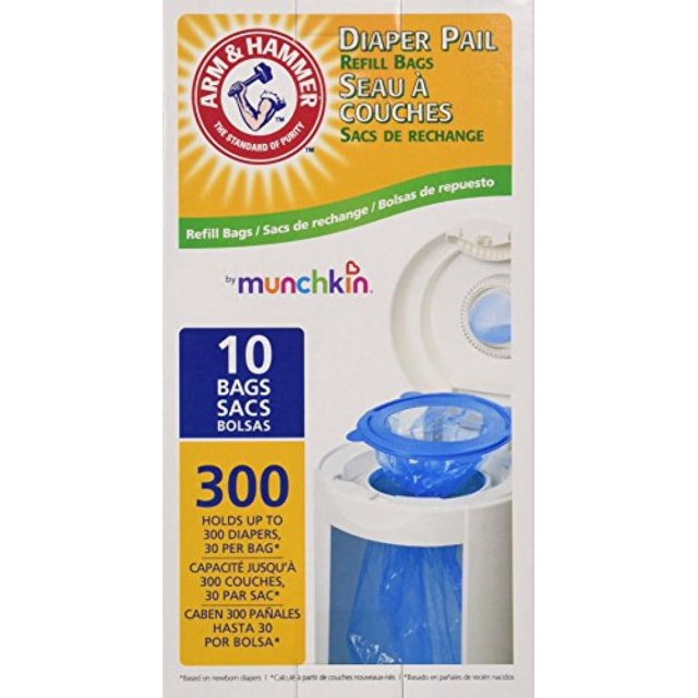 Munchkin Arm & Hammer Diaper Pail Refill Bags, 10 Count, Pack of 3