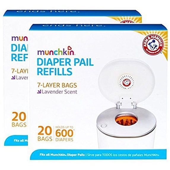 Munchkin Arm & Hammer Diaper Pail Refill Bags, 2 x 20 Bags