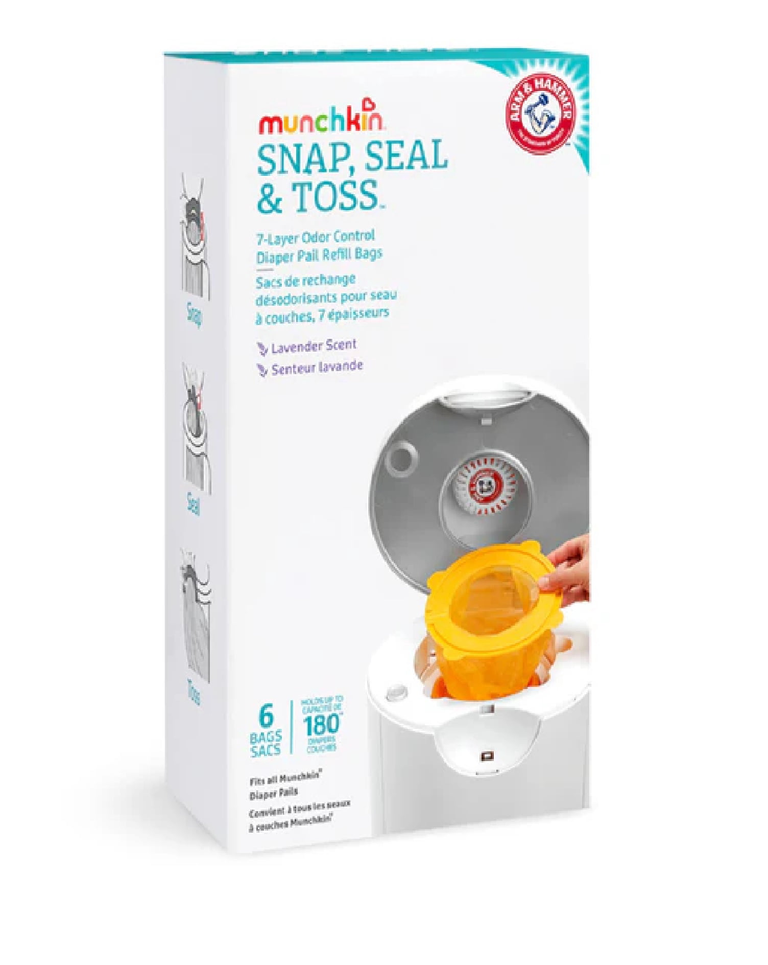 Munchkin Arm & Hammer Diaper Pail Refill Bags, 40-Count