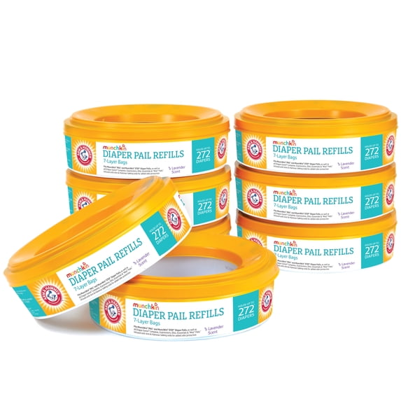 Munchkin® Arm & Hammer™ Diaper Pail Refill Rings, Holds Up To 2,176 Newborn Diapers, 8 Pack