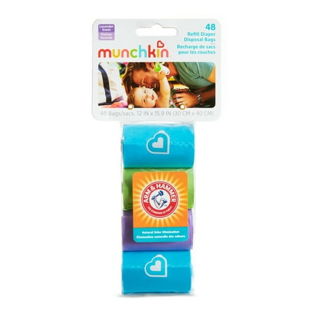 Munchkin® Arm & Hammer™ Infant Diaper Bag Refills, Blue, 4 Pack, 48 Bags