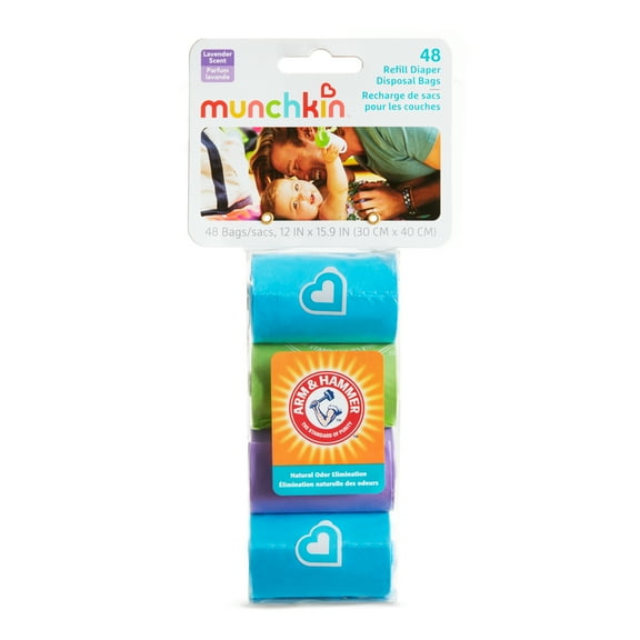 Munchkin® Arm & Hammer™ Infant Diaper Bag Refills, Blue, 4 Pack, 48 Bags