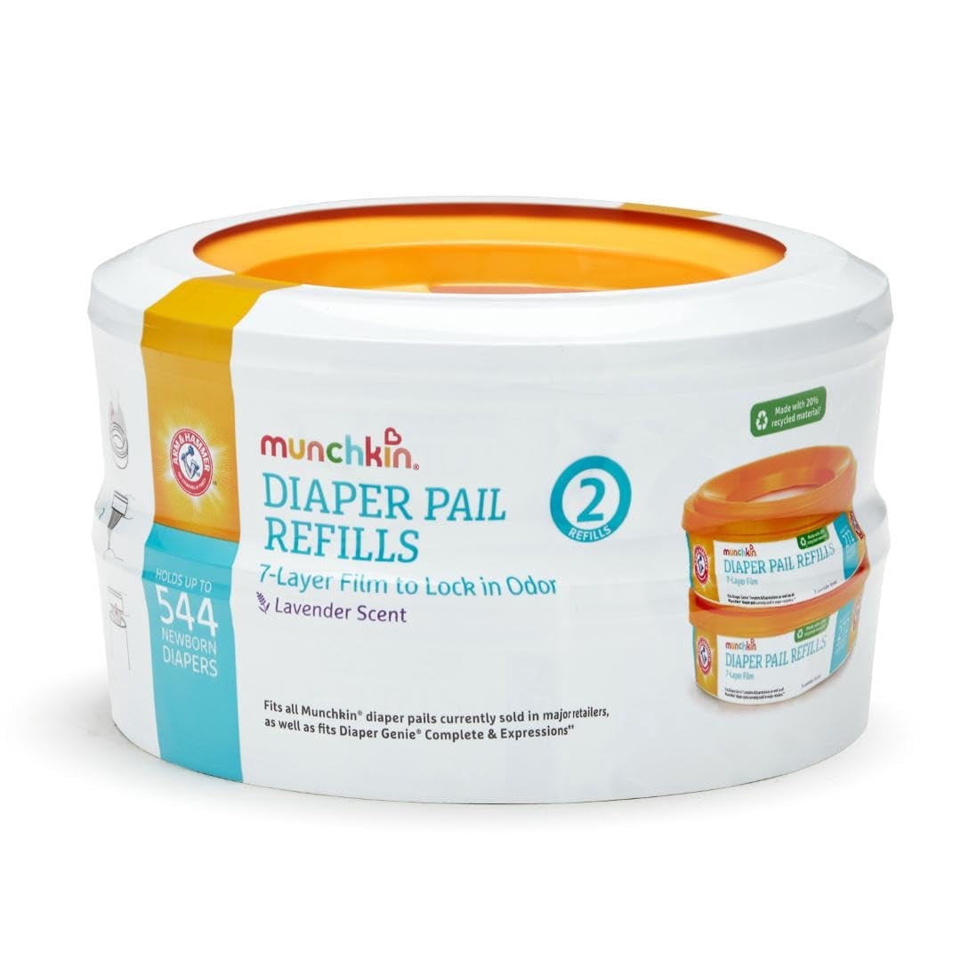 Munchkin® Arm & Hammer OIF8&nbsp;Diaper Pail Refill Rings, Holds up to 544 Newborn Diapers, 2 Pack