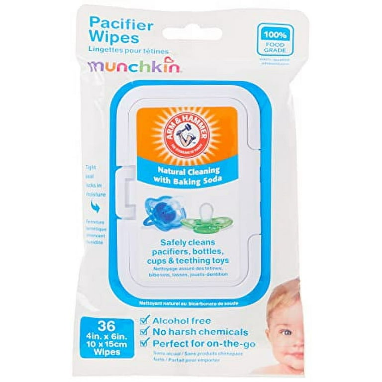Munchkin® Arm & Hammer Pacifier Wipes - Safely Cleans Baby and Toddler  Essentials, 1 Pack, 36 Wipes