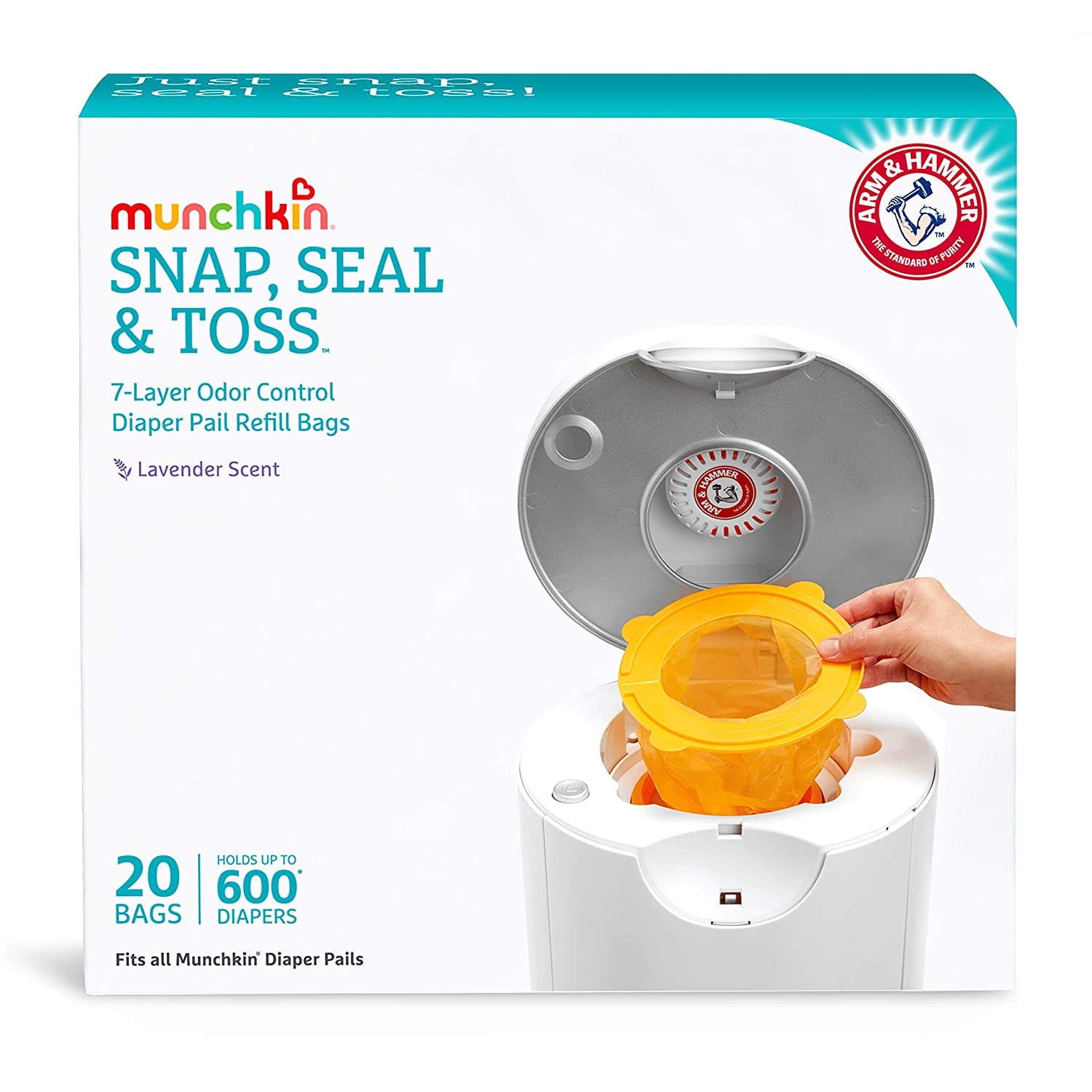 Munchkin Arm and Hammer Diaper Pail Snap, Seal and Toss Refill Bags