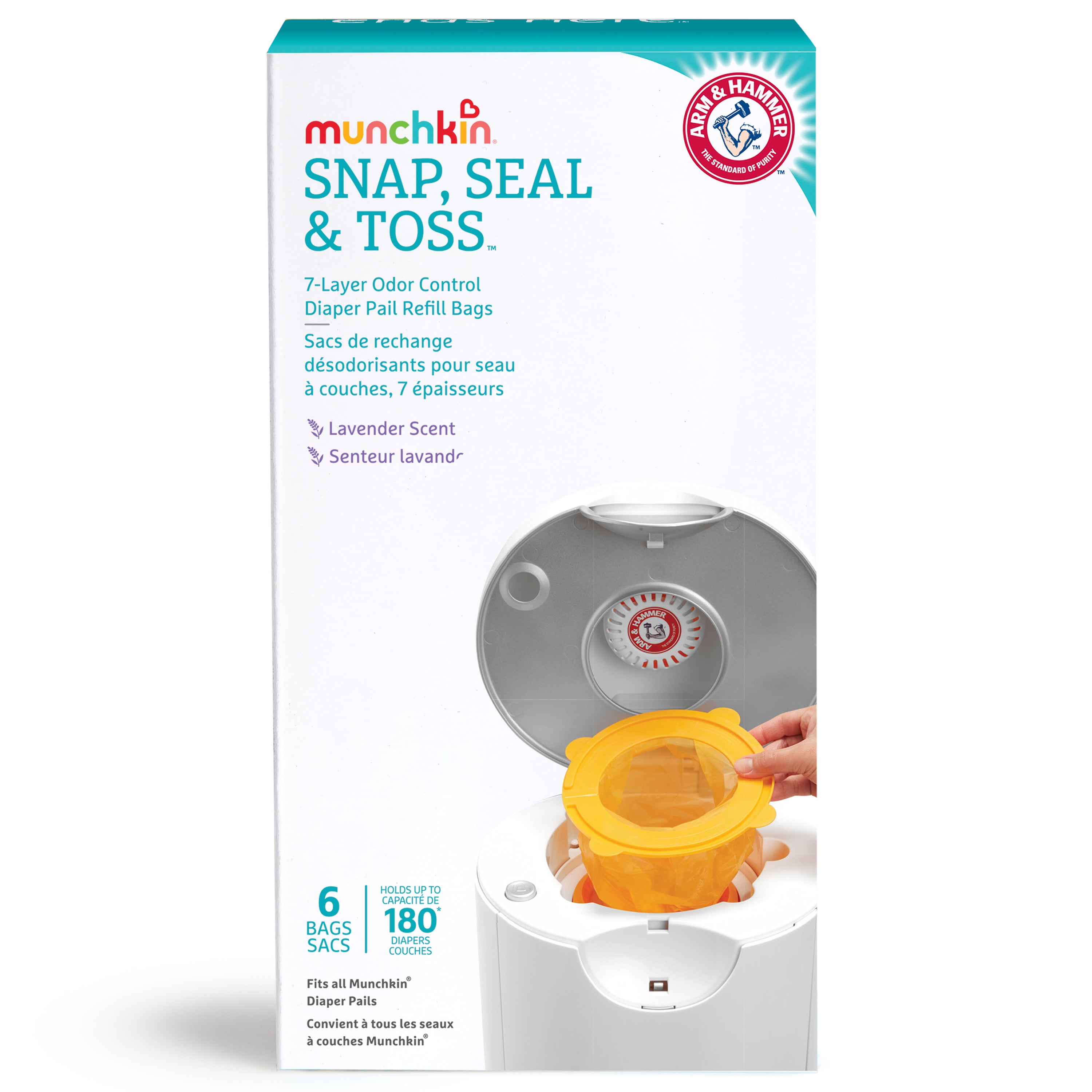 Munchkin Arm and Hammer SST Refill Diaper Bags, 6 Count