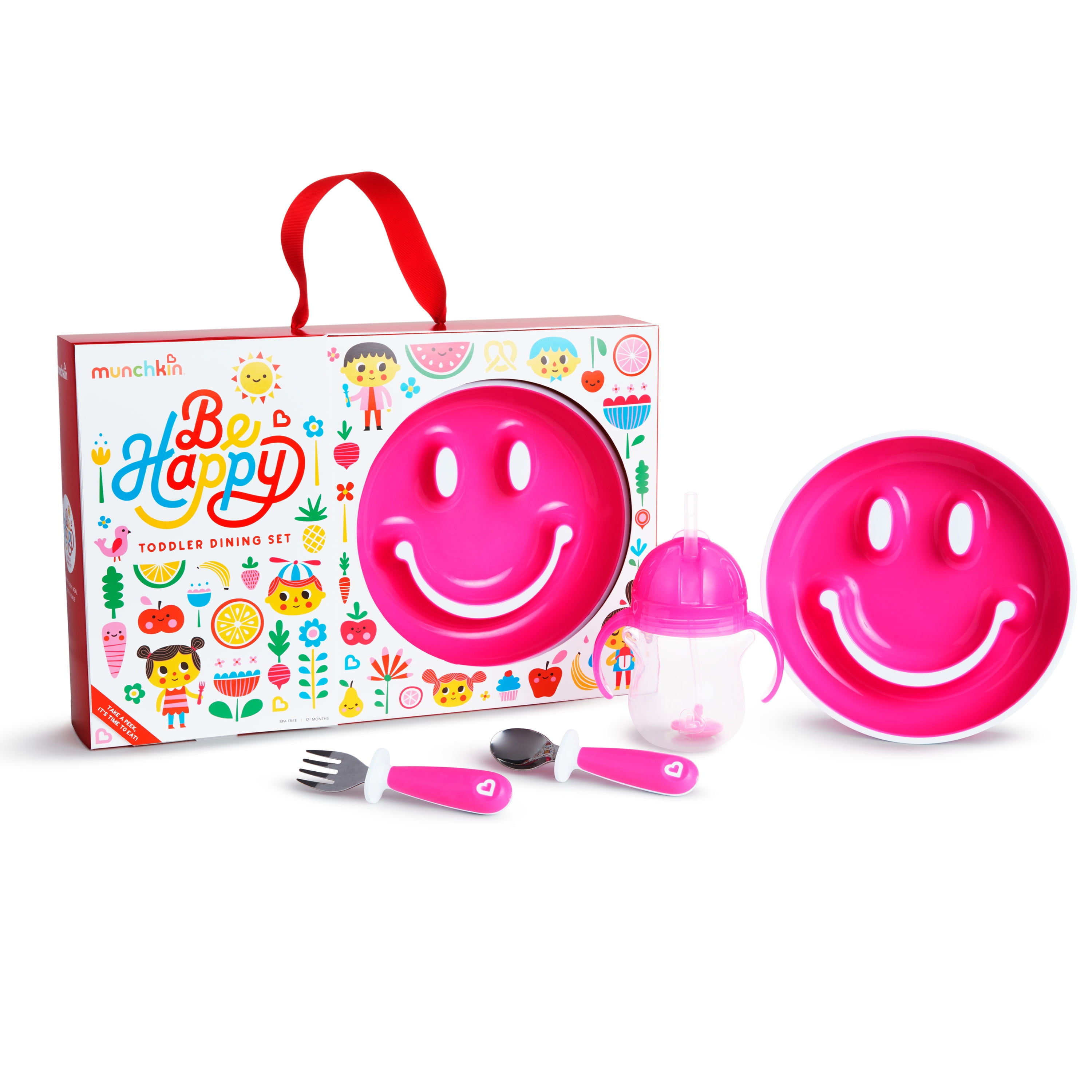Munchkin® Be Happy Toddler Dining Gift Set, BPA-Free, Pink, Unisex