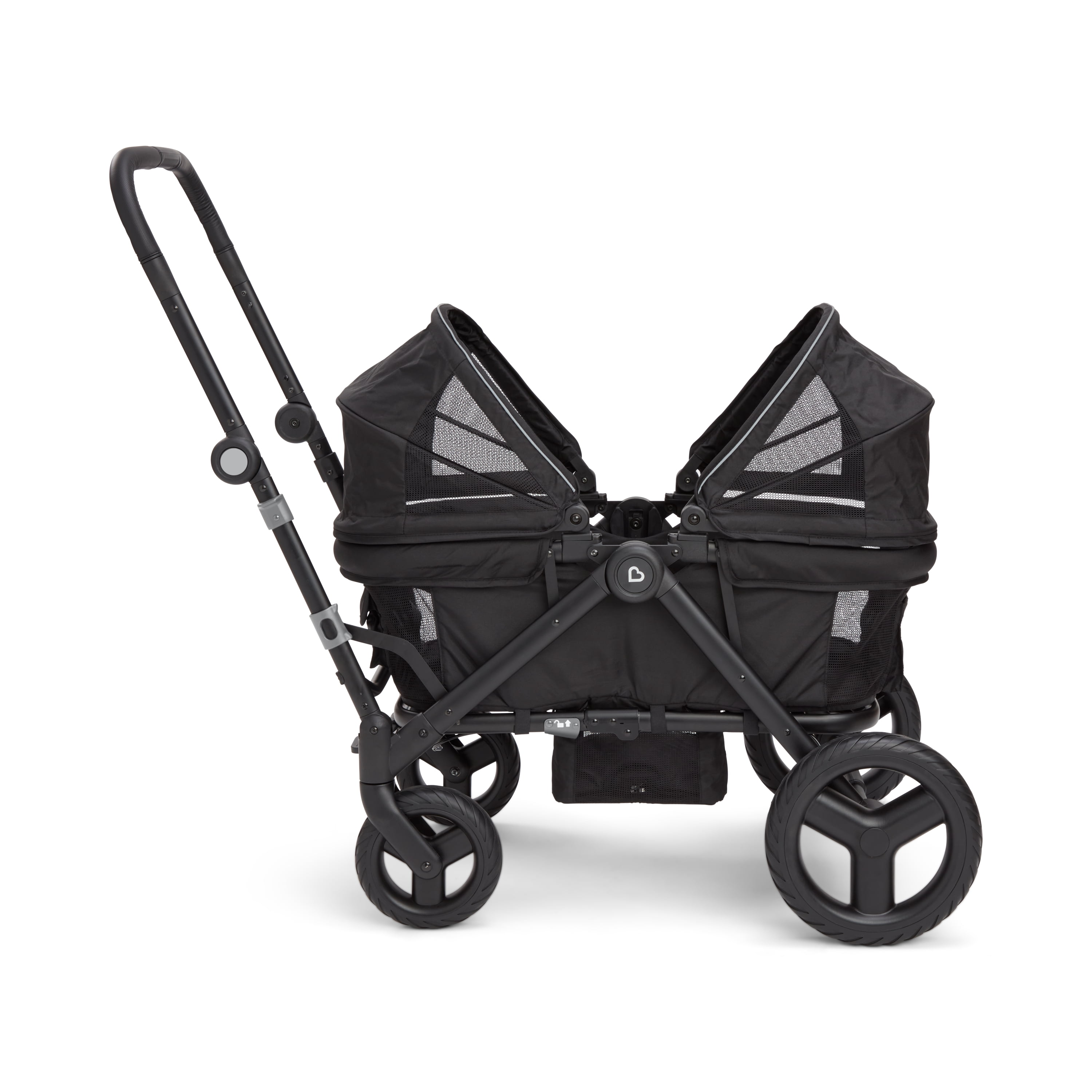 Black Lightweight Double Stroller Wagon with Adjustable Canopy