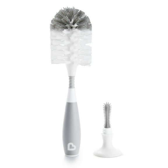 Munchkin® Bristle™ Baby Bottle Brush, Includes Suction Base, Gray, Unisex